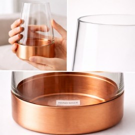 Bakır Detaylı Cam Vazo