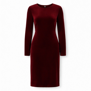 Bordo Kadife Şık Elbise