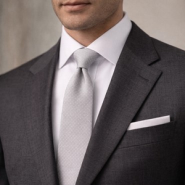 Premium İpek Kravat – Açık Gri Mikro Desen