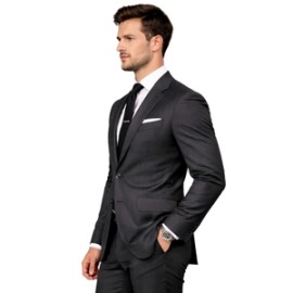 Slim Fit Antrasit Yün Karışımlı Takım Elbise