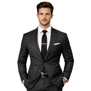 Slim Fit Antrasit Yün Karışımlı Takım Elbise