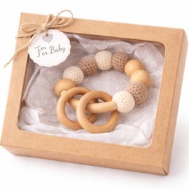 Doğal Ahşap & Organik Kumaş Bebek Çıngırak