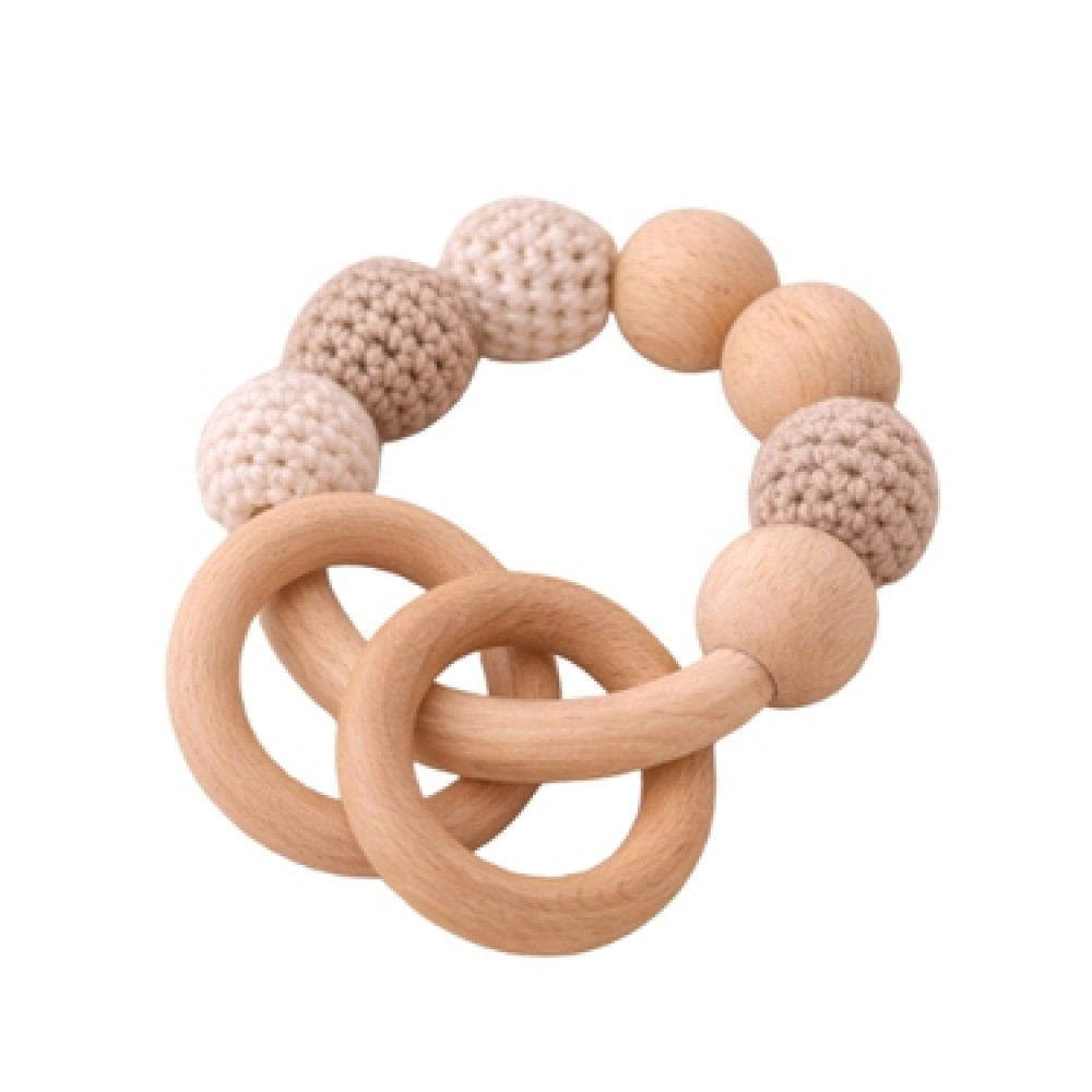 Doğal Ahşap & Organik Kumaş Bebek Çıngırak