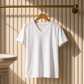 Basic V-Neck White T-Shirt – Basic V Yaka Beyaz Ka..