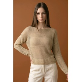 Gold Shimmer Sheer Knit Blouse / Dore Işıltılı Transparan Triko Bluz