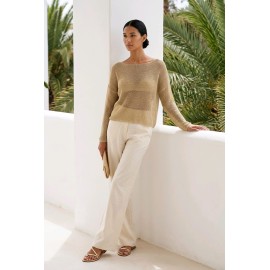Gold Shimmer Sheer Knit Blouse / Dore Işıltılı Transparan Triko Bluz