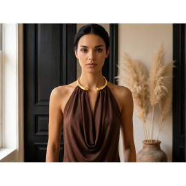 Golden Ring Halter Blouse - Altın Halka Detaylı Ka..