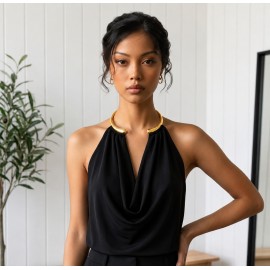 Golden Ring Halter Blouse - Altın Halka Detaylı Ka..