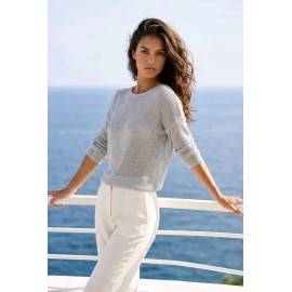 Silver Shimmer Sheer Knit Blouse / Gümüş Işıltılı Transparan Triko Bluz