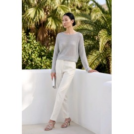 Silver Shimmer Sheer Knit Blouse / Gümüş Işıltılı Transparan Triko Bluz