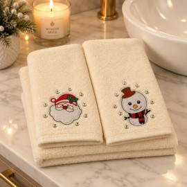 Yılbaşı Temalı 2'li Havlu Seti | Christmas Themed 2-Piece Hand Towel Set