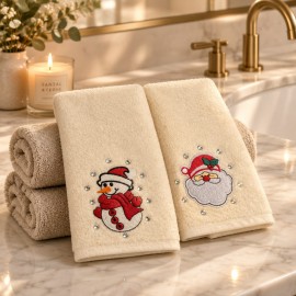 Yılbaşı Temalı 2'li Havlu Seti | Christmas Themed 2-Piece Hand Towel Set